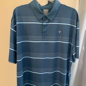 Callaway Blue Striped Short Sleeve Polo